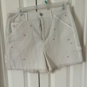 Women's Cream Shorts with Embroidered Accents